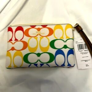 Coach Sold Out Rainbow Zip Wristlet NWT